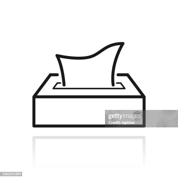 tissue box. icon with reflection on white background - tissue softness stock illustrations