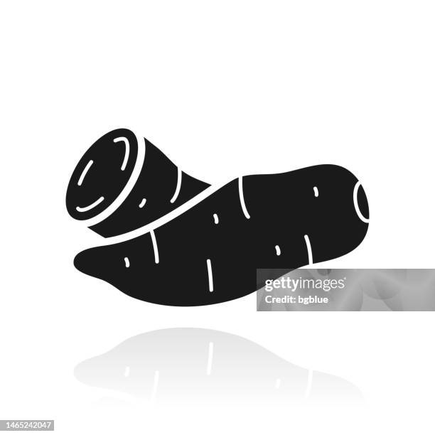 yam. icon with reflection on white background - sweet potato on white stock illustrations