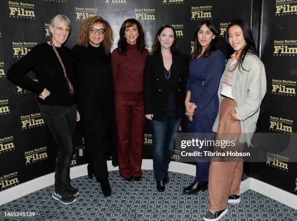 Gwendolyn Yates Whittle, Ruth Carter, Mary Zophres,Hannah Minghella, Anne Alvergue and Domee Shi attend the Women's Panel during the 38th Annual...