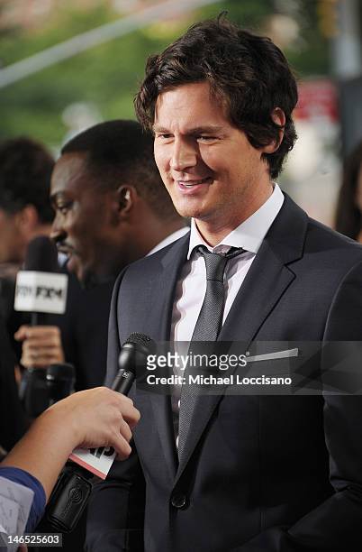 Actor Benjamin Walker is interviewed during the "Abraham Lincoln: Vampire Slayer 3D" New York Premiere at AMC Loews Lincoln Square 13 theater on June...