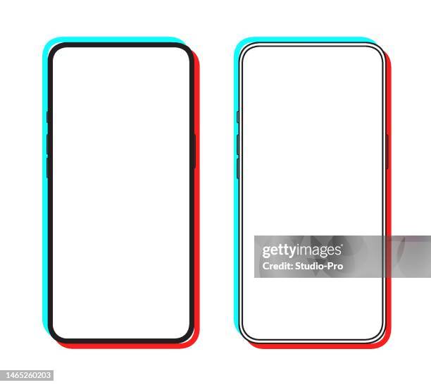 social media mockup on smartphone frame white screen template - ipad mockup horizontal stock illustrations