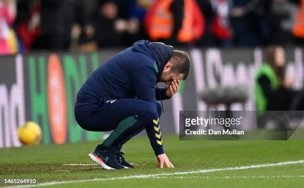 Nathan Jones, Manager of Southampton FC looks dejected during the Premier League match between Southampton FC and Wolverhampton Wanderers at Friends...