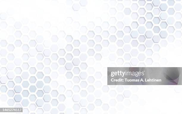light gray 3d hexagon grid pattern on white. technology, connection and data concept. - hexagone photos et images de collection
