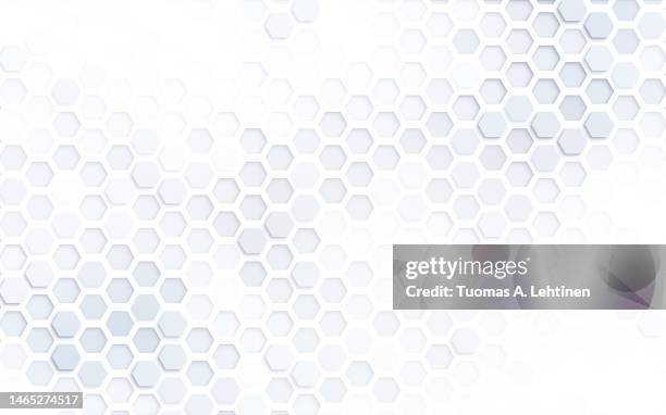 light gray 3d hexagon grid pattern on white. technology, connection and data concept. - hexagon pattern stock pictures, royalty-free photos & images