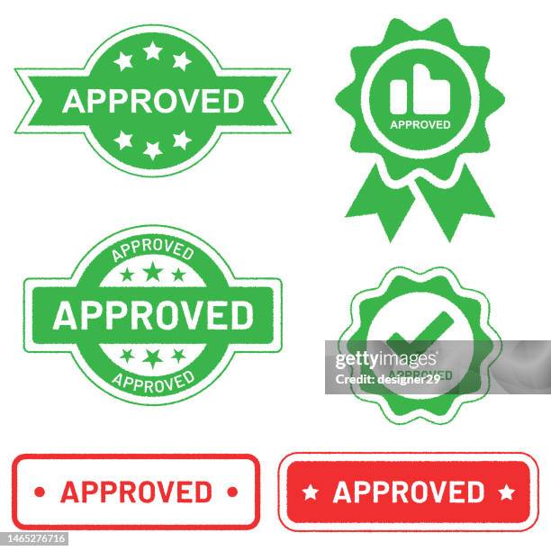 approved stamp label set vector design on white background. - important message stock illustrations