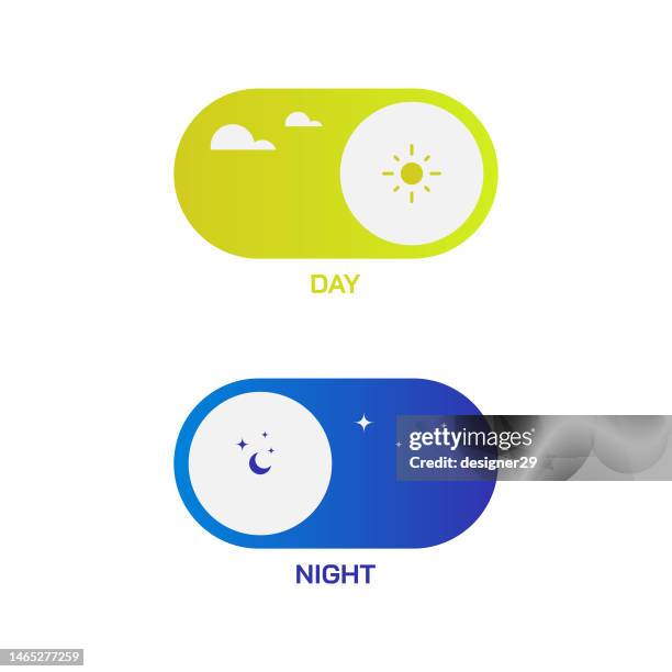 day and night switch button set vector design. - day and night image series stock illustrations