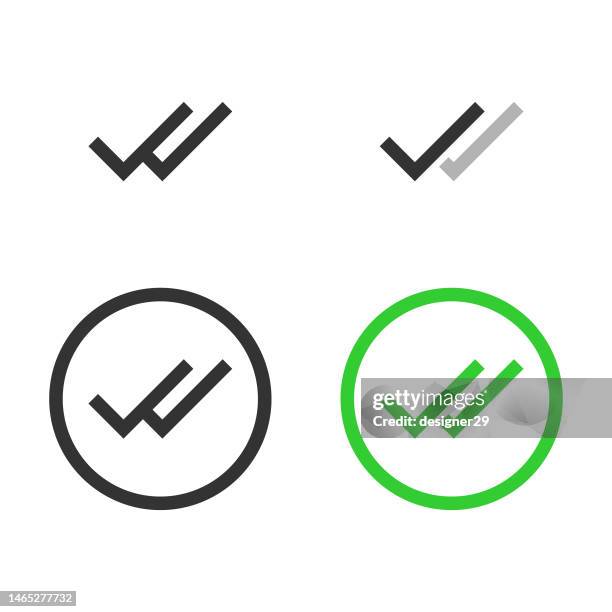 double check icon set. - symmetry stock illustrations