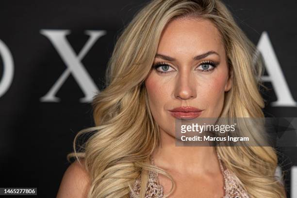 Paige Spiranac attends the TAO x Maxim Big Game Party at Southwest Jet Center on February 11, 2023 in Scottsdale, Arizona.