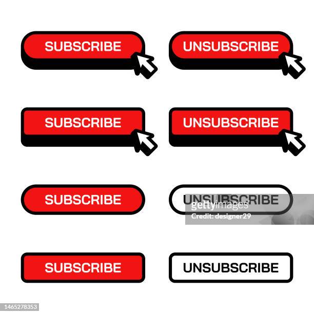 subscribe and unsubscribe button set. - mouse pointer stock illustrations