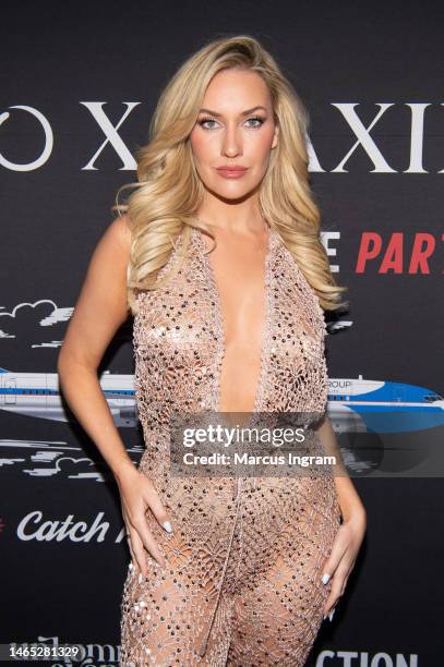 Paige Spirana attends the TAO x Maxim Big Game Party at Southwest Jet Center on February 11, 2023 in Scottsdale, Arizona.