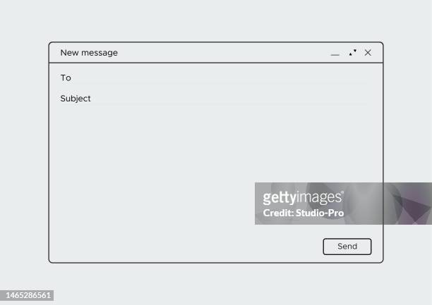 stockillustraties, clipart, cartoons en iconen met blank monochrome email window mockup. user interface frame design template similar to gmail - e mail