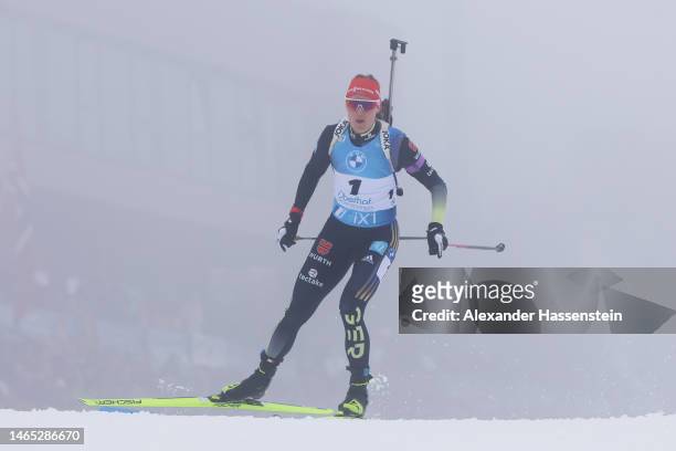 Denise Herrmann-Wick of Germany competes during the Women 10 km Pursuit at the IBU World Championships Biathlon Oberhof on February 12, 2023 in...