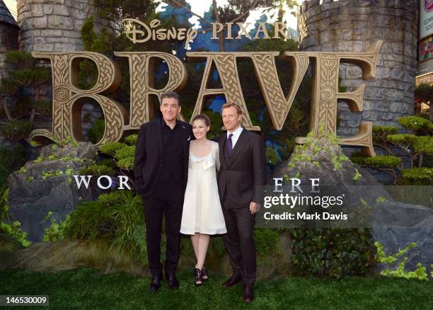 Actors Craig Ferguson, Kelly Macdonald, and Kevin McKidd arrive at the premiere of "Brave" during the 2012 Los Angeles Film Festival at Dolby Theatre...