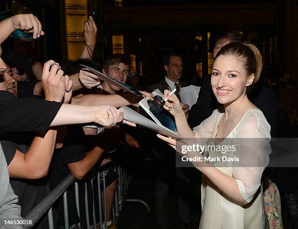 Actress Kelly Macdonald arrives at the premiere of "Brave" during the 2012 Los Angeles Film Festival at Dolby Theatre on June 18, 2012 in Hollywood,...
