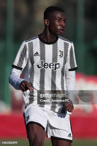 Karamoko Kaba of Juventus looks on during the match between Torino U15 and Juventus U15 at Cit Turin on February 12, 2023 in Turin, Italy.