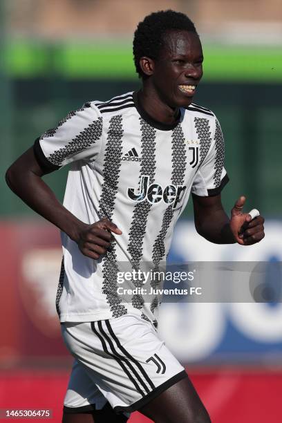 Demba Sall Samb of Juventus looks on during the match between Torino U15 and Juventus U15 at Cit Turin on February 12, 2023 in Turin, Italy.