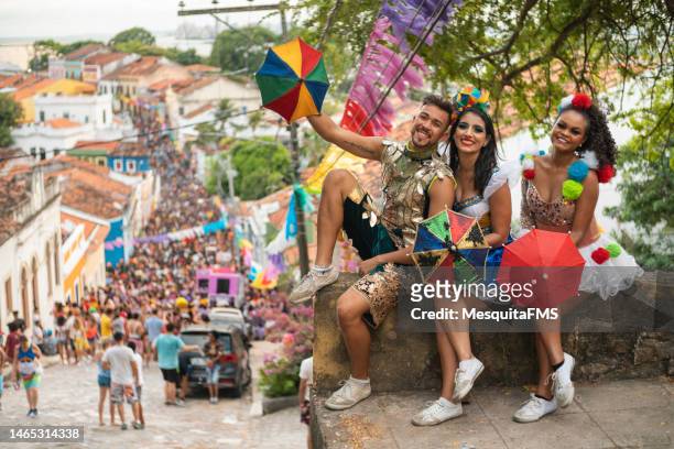 carnival on slope of mercy in olinda - pernambuco state stock pictures, royalty-free photos & images