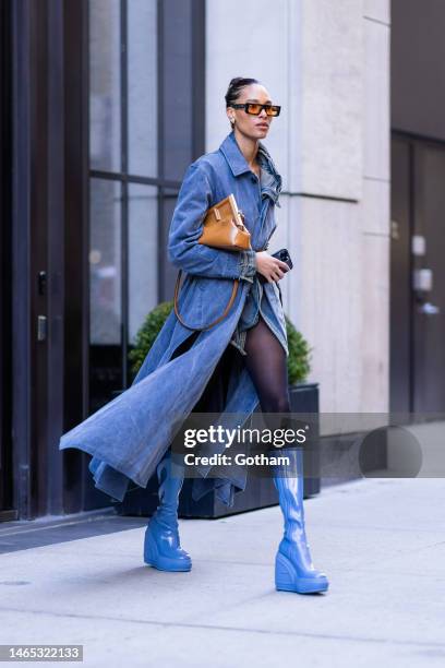 Cindy Bruna is seen in Midtown on February 11, 2023 in New York City.