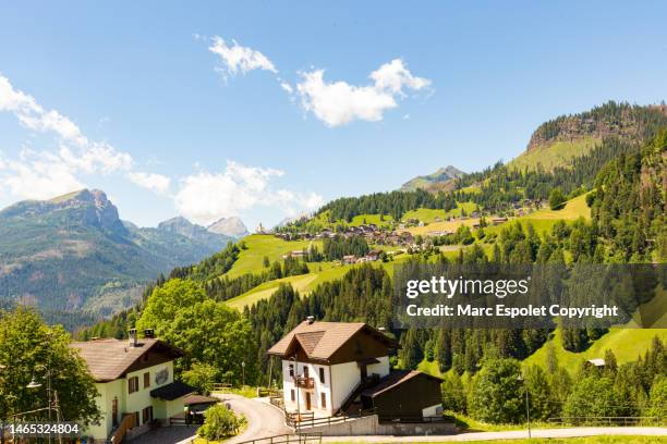 italian alps landscape, colle santa lucia town in the background - colle santa lucia stock pictures, royalty-free photos & images