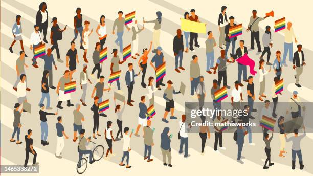 protest for gay rights - marching stock illustrations