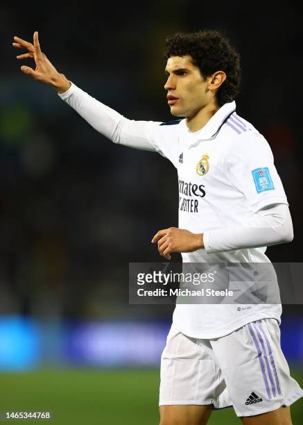 Jesus Vallejo of Real Madrid during the FIFA Club World Cup Morocco 2022 Final match between Real Madrid and Al Hilal at Prince Moulay Abdellah on...