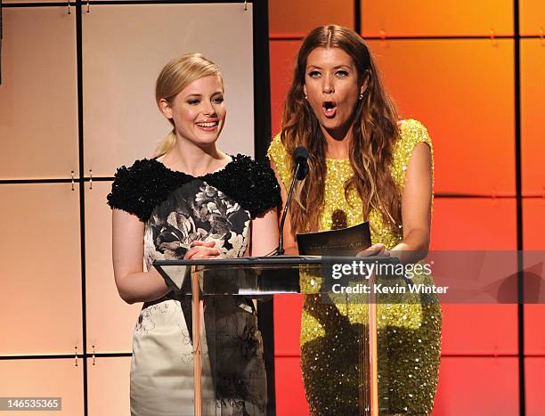 Presenters Gillian Jacobs and Kate Walsh speak onstage during The Broadcast Television Journalists Association Second Annual Critics' Choice Awards...