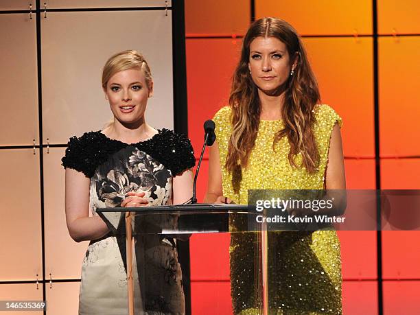 Presenters Gillian Jacobs and Kate Walsh speak onstage during The Broadcast Television Journalists Association Second Annual Critics' Choice Awards...