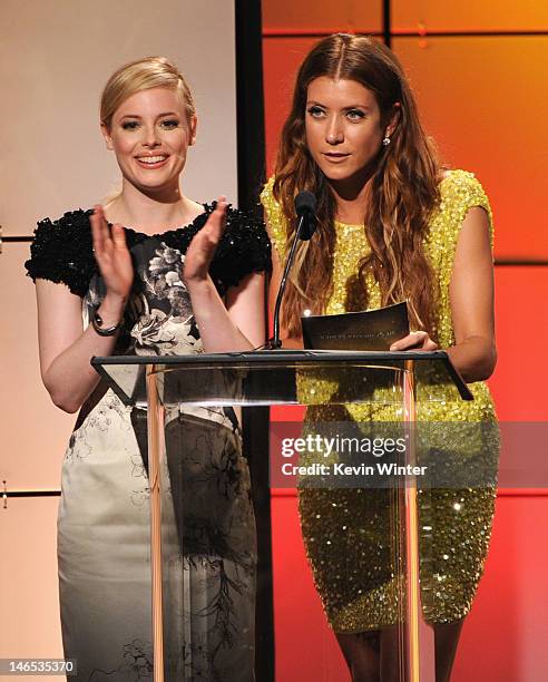 Presenters Gillian Jacobs and Kate Walsh speak onstage during The Broadcast Television Journalists Association Second Annual Critics' Choice Awards...