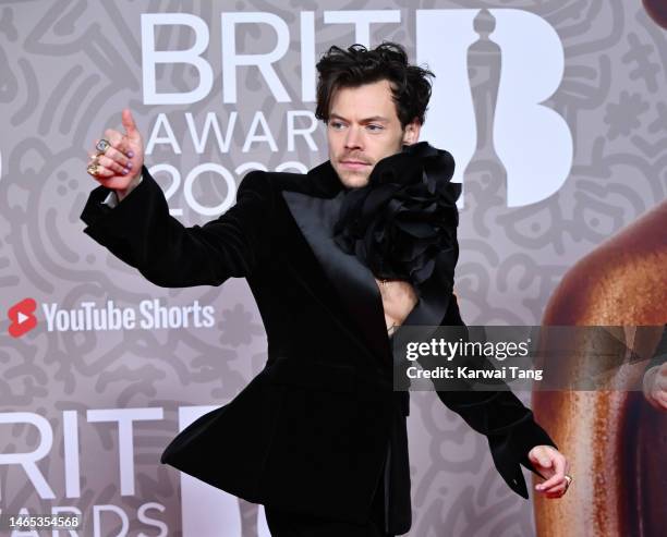 Harry Styles attends The BRIT Awards 2023 at The O2 Arena on February 11, 2023 in London, England.