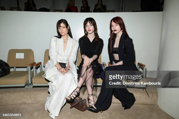 Louisa Jacobson, Sophie Thatcher and Ellie Thatcher attend the Jason Wu show during New York Fashion Week: The Shows at Guggenheim Museum on February...