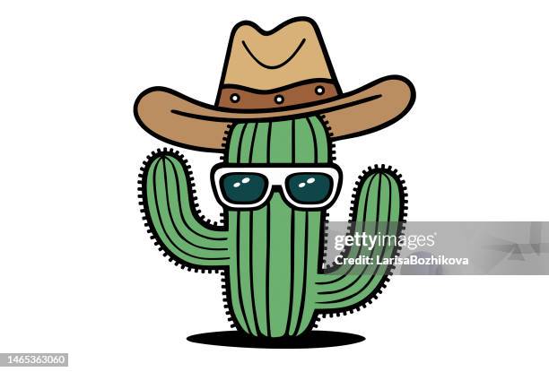 cowboy cactus - cowboy hat stock illustrations