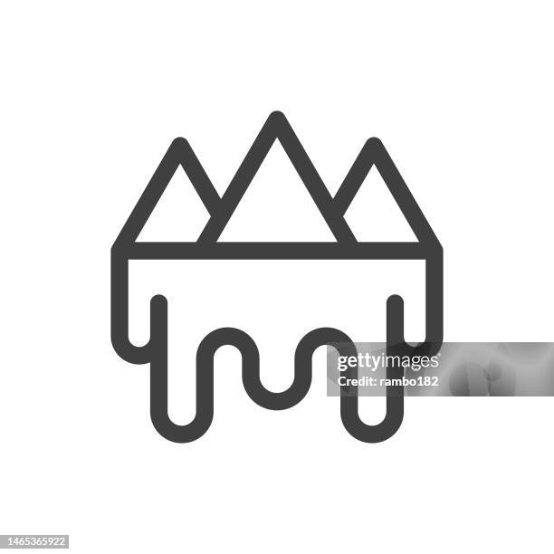 iceberg melting, planet earth, ecology, climate change vector icon on white background. editable stroke. pixel perfect. for mobile and web. outline vector graphics. - poland landscape stock illustrations