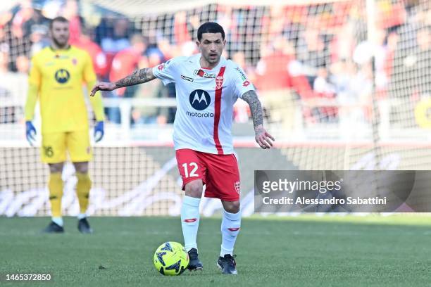 Stefano Sensi of AC Monza in action during the Serie A match between Bologna FC and AC Monza at Stadio Renato Dall'Ara on February 12, 2023 in...