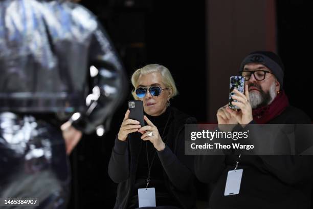 Designer Chiara Boni and Simone Guidarelli attend the Chiara Boni show during New York Fashion Week: The Shows at Gallery at Spring Studios on...