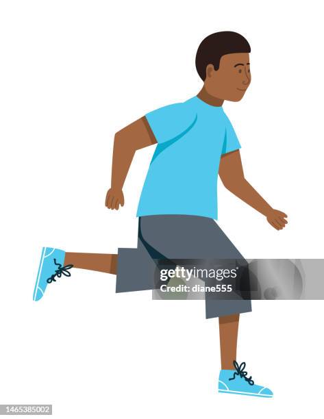 cartoon boy running - see through shirt stock illustrations