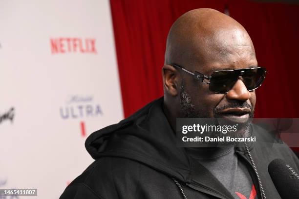 Shaq attends Michelob Ultra & Netflix “Full Swing” Premiere & Super Bowl After Party on February 11, 2023 in Phoenix, Arizona.