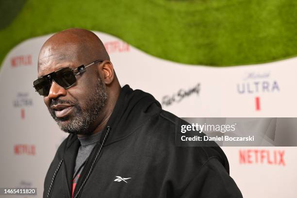 Shaq attends Michelob Ultra & Netflix “Full Swing” Premiere & Super Bowl After Party on February 11, 2023 in Phoenix, Arizona.