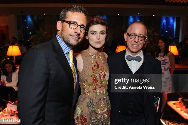 Actors Steve Carell, Keira Knightley and CEO of Focus Features James Schamus attend the premiere after party of "Seeking a Friend for the End of the...