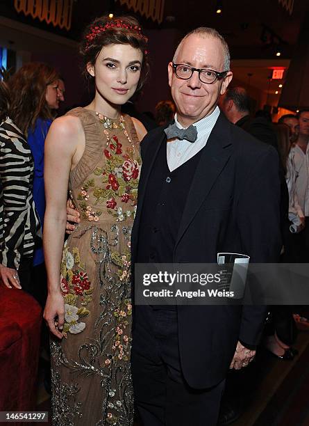 Actress Keira Knightley and CEO of Focus Features James Schamus attend the premiere after party of "Seeking a Friend for the End of the World" at the...