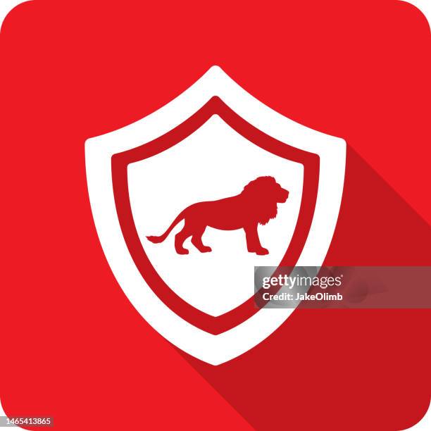 shield lion icon silhouette 4 - wilderness badge stock illustrations
