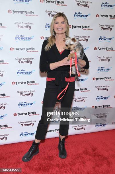 Actress Mariel Hemingway and her dog Daisy attend the animal rescue telethon "To The Rescue Pup-A-Thon" presented by Great American Family at Vista...