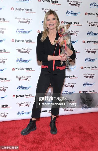 Actress Mariel Hemingway and her dog Daisy attend the animal rescue telethon "To The Rescue Pup-A-Thon" presented by Great American Family at Vista...