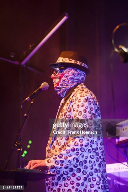 Singer Randy of the American band The Residents performs live on stage during a concert at the Columbia Theater on February 12, 2023 in Berlin,...