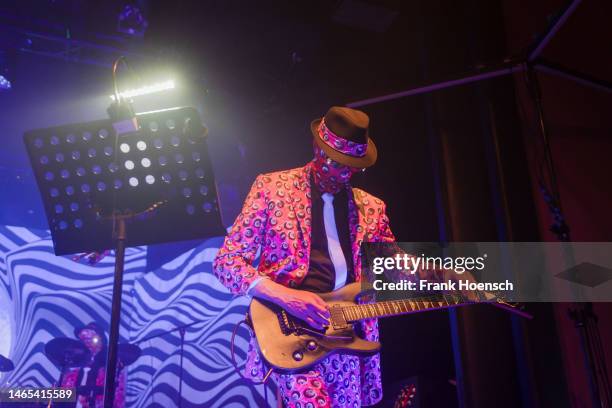 Guitarist Bob of the American band The Residents performs live on stage during a concert at the Columbia Theater on February 12, 2023 in Berlin,...