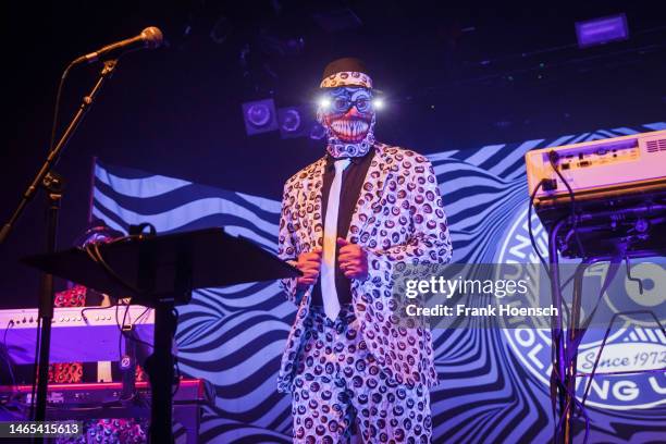 Singer Randy of the American band The Residents performs live on stage during a concert at the Columbia Theater on February 12, 2023 in Berlin,...