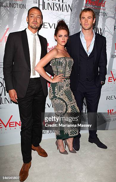 Director Rupert Sanders, Kristen Stewart and Chris Hemsworth arrive at the Snow White & The Huntsman Australian Premiere at Event Cinemas Bondi...