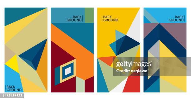 vector geometric minimalism design banner template backgrounds,cover and poster trendy abstract collage colors for book, cover, social media story,and page layout. - travel magazine cover stock illustrations