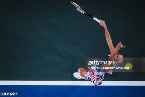 Anastasia Potapova in action during day seven of the Upper Austria Ladies Linz 2023 on February 12, 2023 in Linz, Austria.