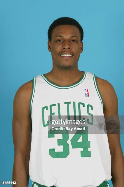 Paul Pierce of the Boston Celtics poses for a portrait during the Celtics Media Day on September 30, 2002 at the Fleet Center in Boston,...