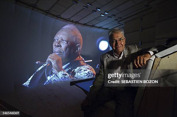 The founder of the Montreux Jazz Festival, Claude Nobs, poses on June 19, 2012 in Renens inside the Montreux Jazz Heritage Lab, the first platform...